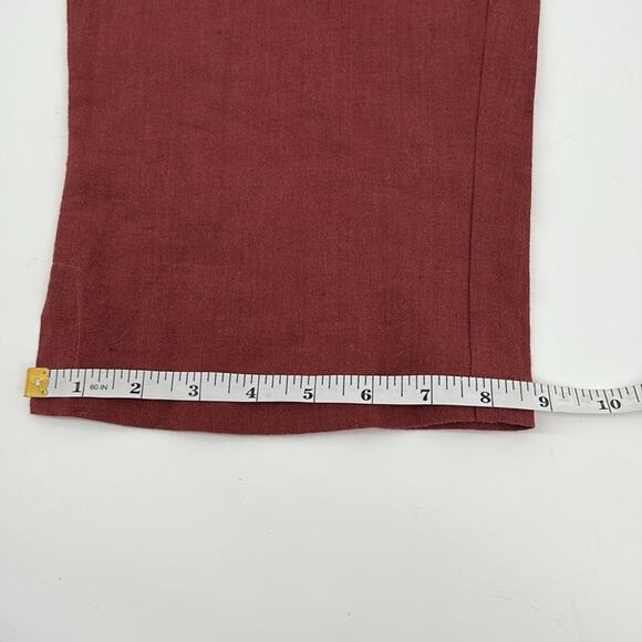 Animale Women’s Rust Linen Cropped Wide Leg Flat Front Pants Size Large - Picture 13 of 13